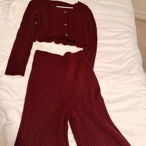 Women's Burgundy Knit Set